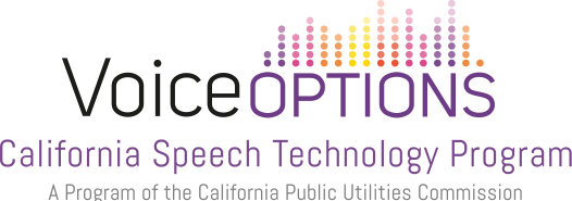 Logo of Voice Options: California Speech Technology Program – A Program of the California Public Utilities Commission.