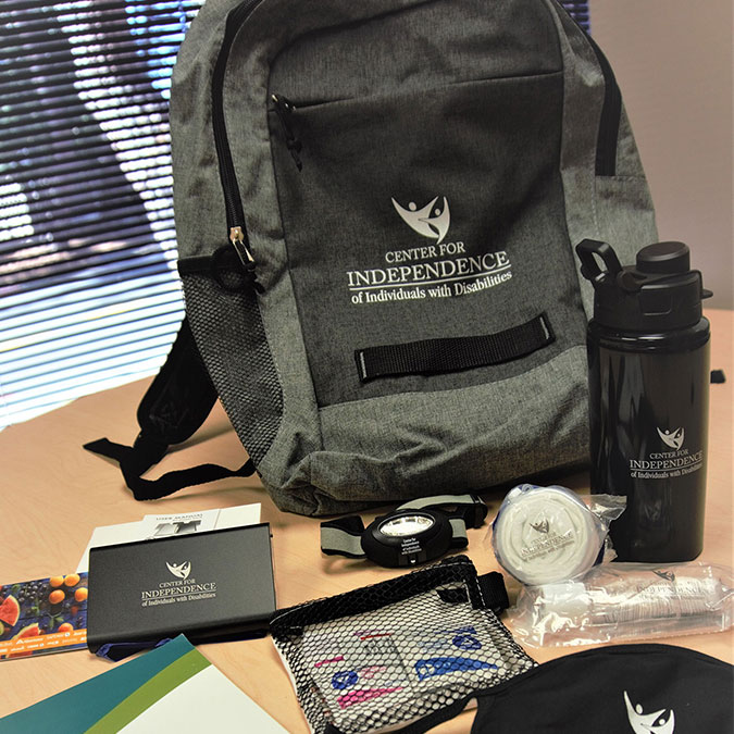 Photo of CID Emergency Starter Kit Backpacks with contents.